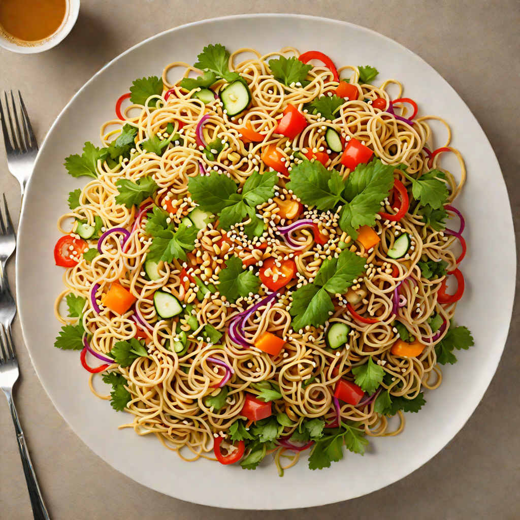 Sesame-Ginger Noodle Salad with Crisp Vegetables and Peanut Dressing