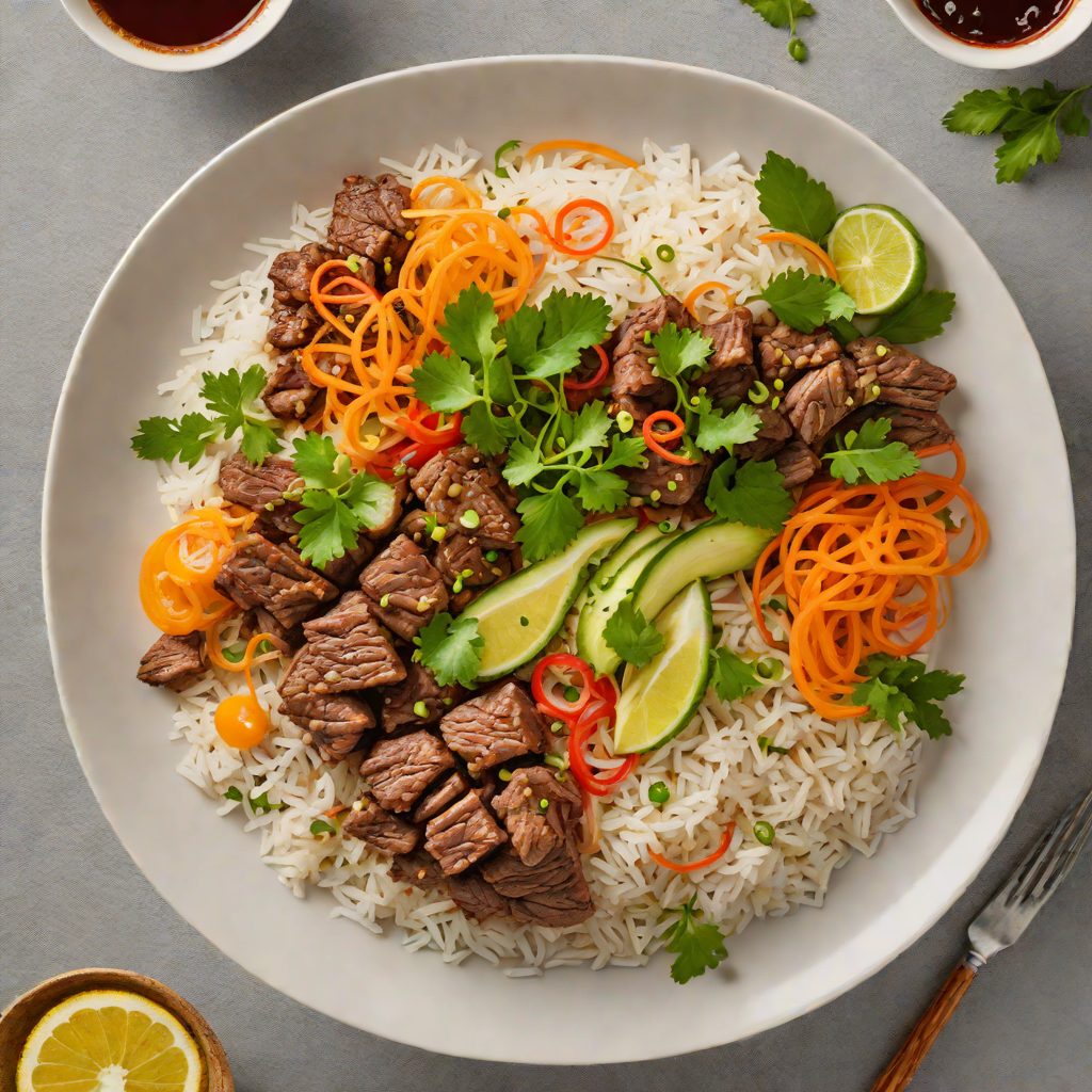 Vietnamese-Inspired Rice Bowl with Lemongrass Beef and Pickled Vegetables