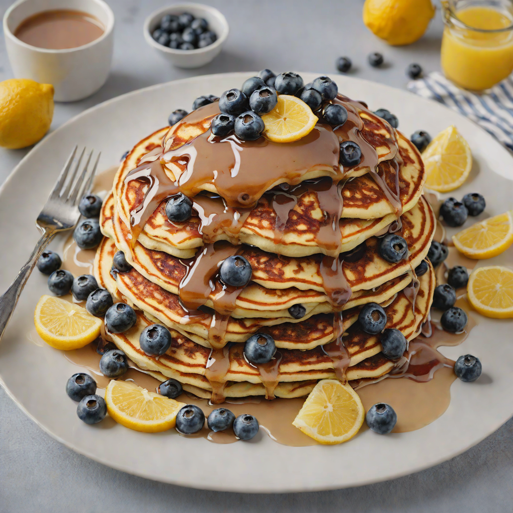 Blueberry-Lemon Ricotta Pancakes with Maple Drizzle