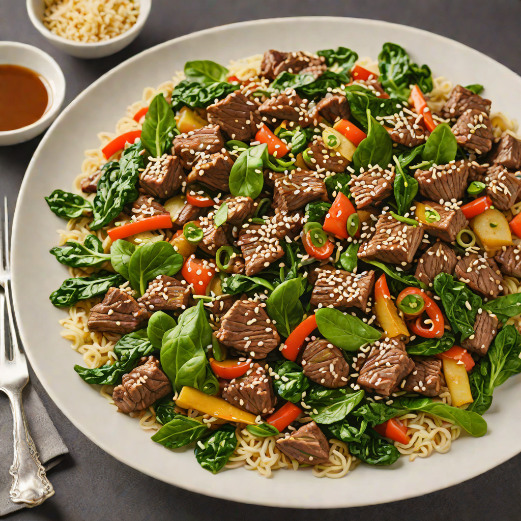 Spiced Korean-Style Beef Stir Fry with Sesame Spinach