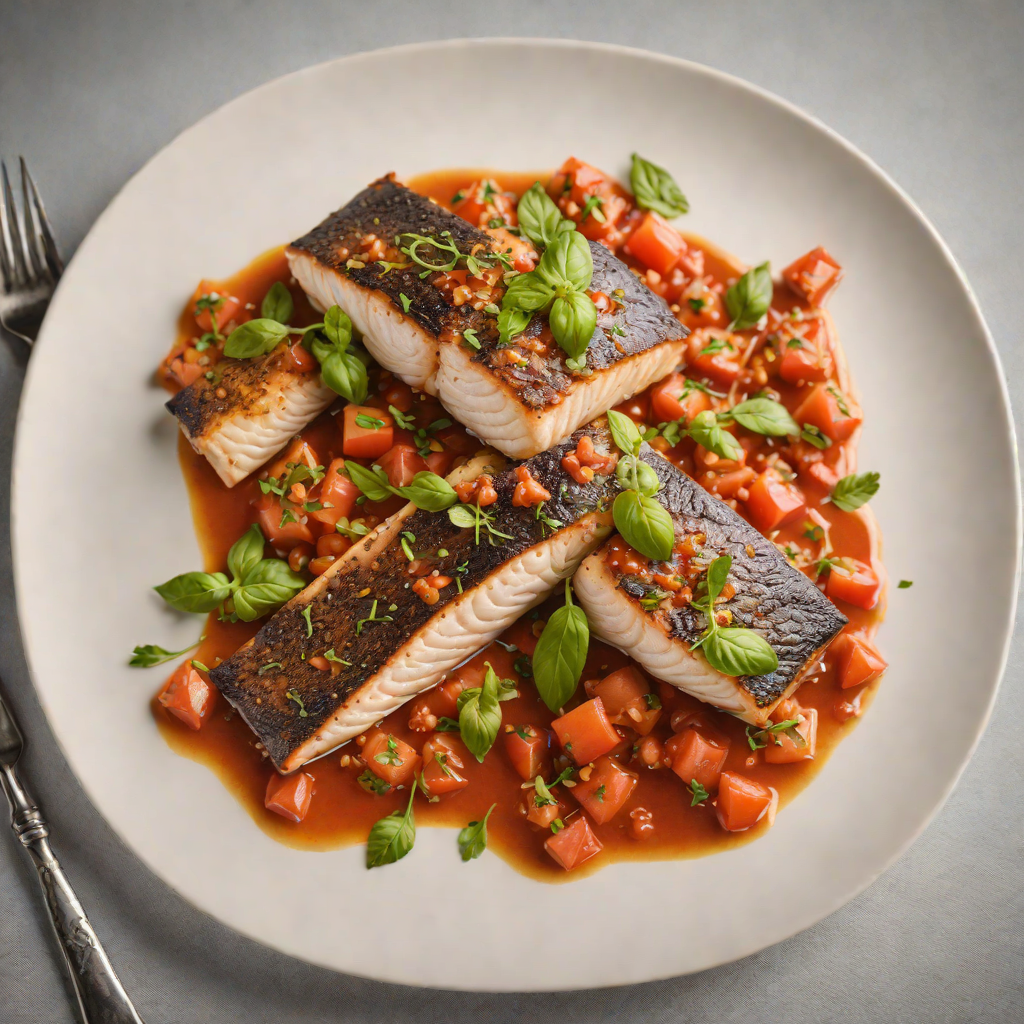Pan-Seared Sea Bass with Tomato Basil Sauce