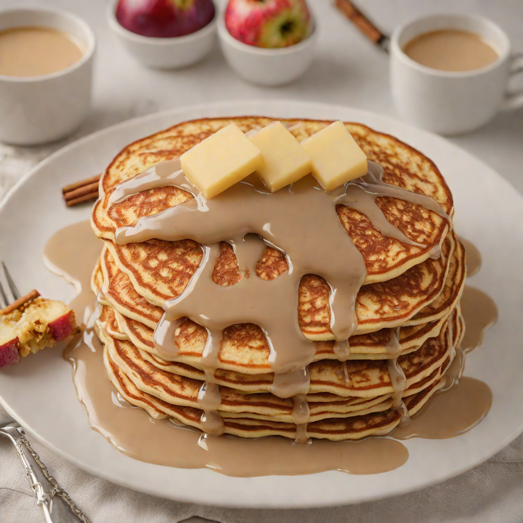Cinnamon Apple Pancakes with Vanilla Maple Glaze