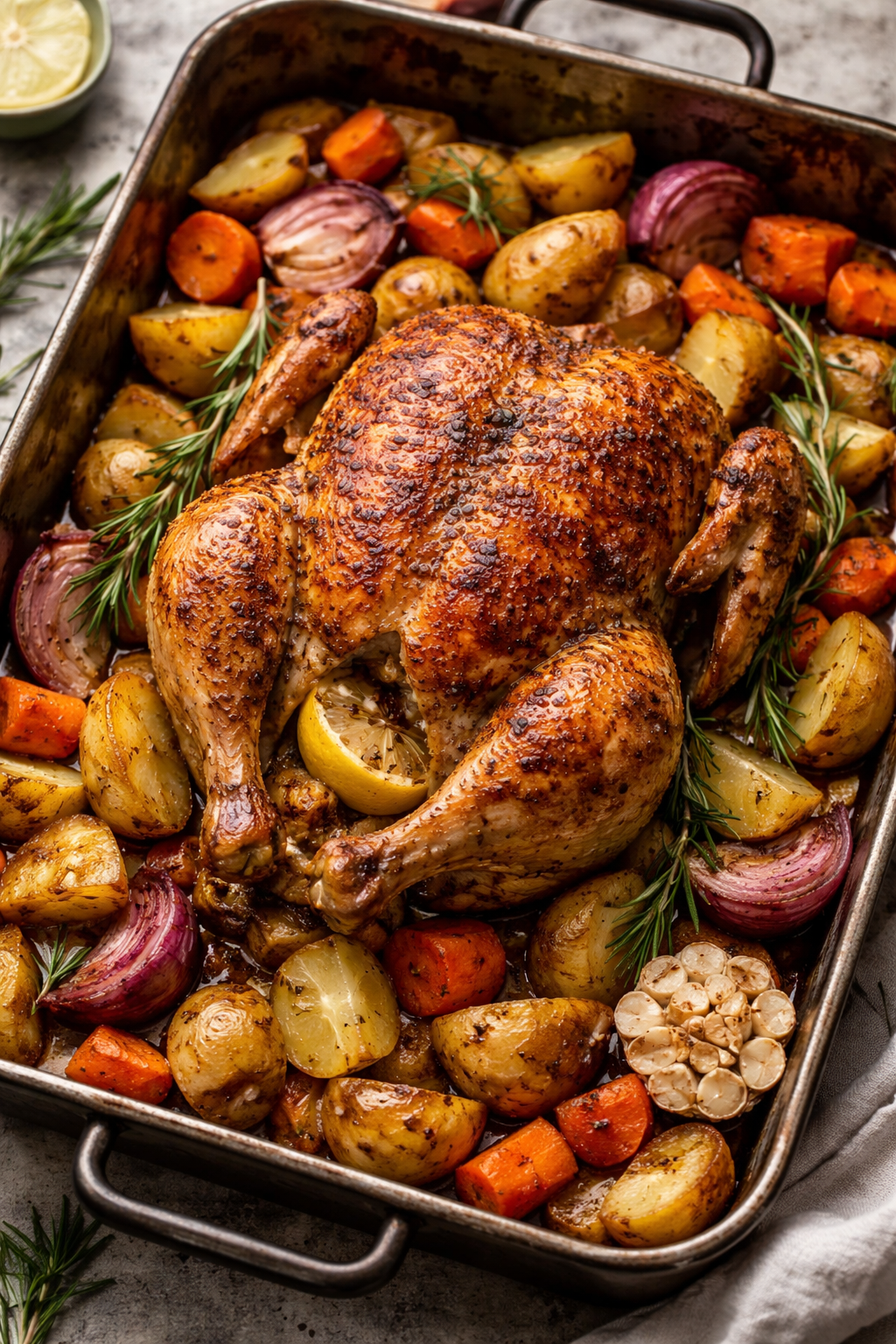 Roasted Wattleseed Chicken with Roasted Root Vegetables