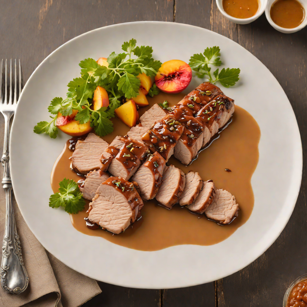Smoked Bourbon-Glazed Pork Tenderloin with Carolina Peach Sauce