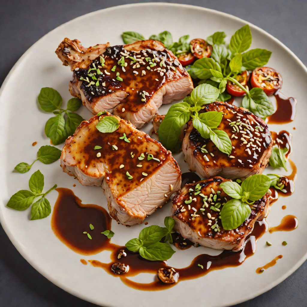 Pan-Seared Pork Chops with Tamarind Glaze and Thai Basil