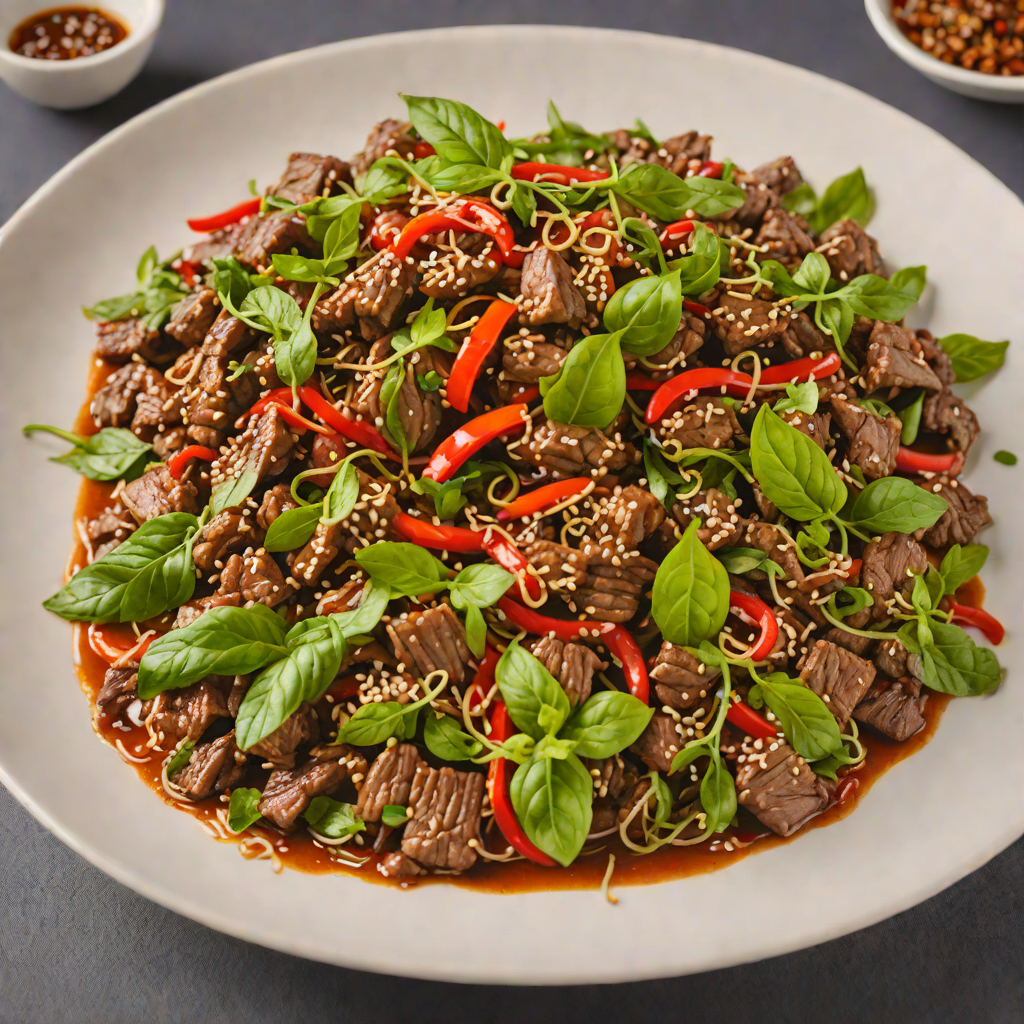 Spicy Stir-Fried Beef with Holy Basil and Chili