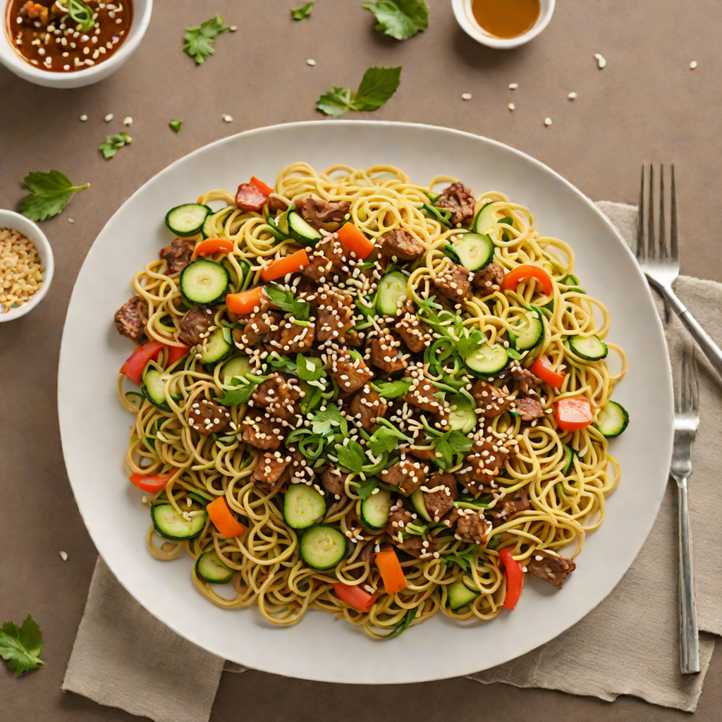 Zucchini Noodle Stir-Fry with Sesame Beef