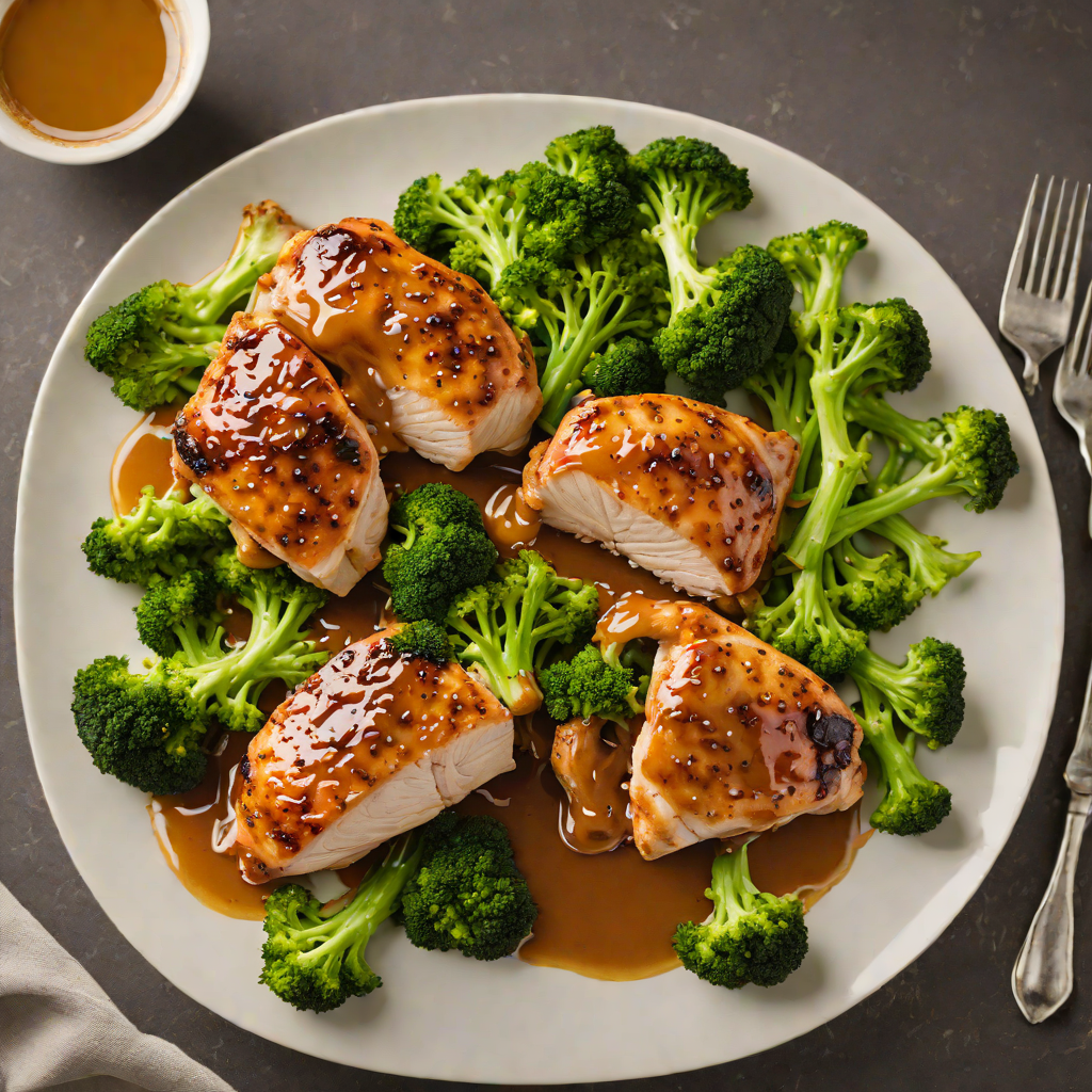 Pan-Seared Chicken with Honey-Garlic Glaze and Roasted Broccoli