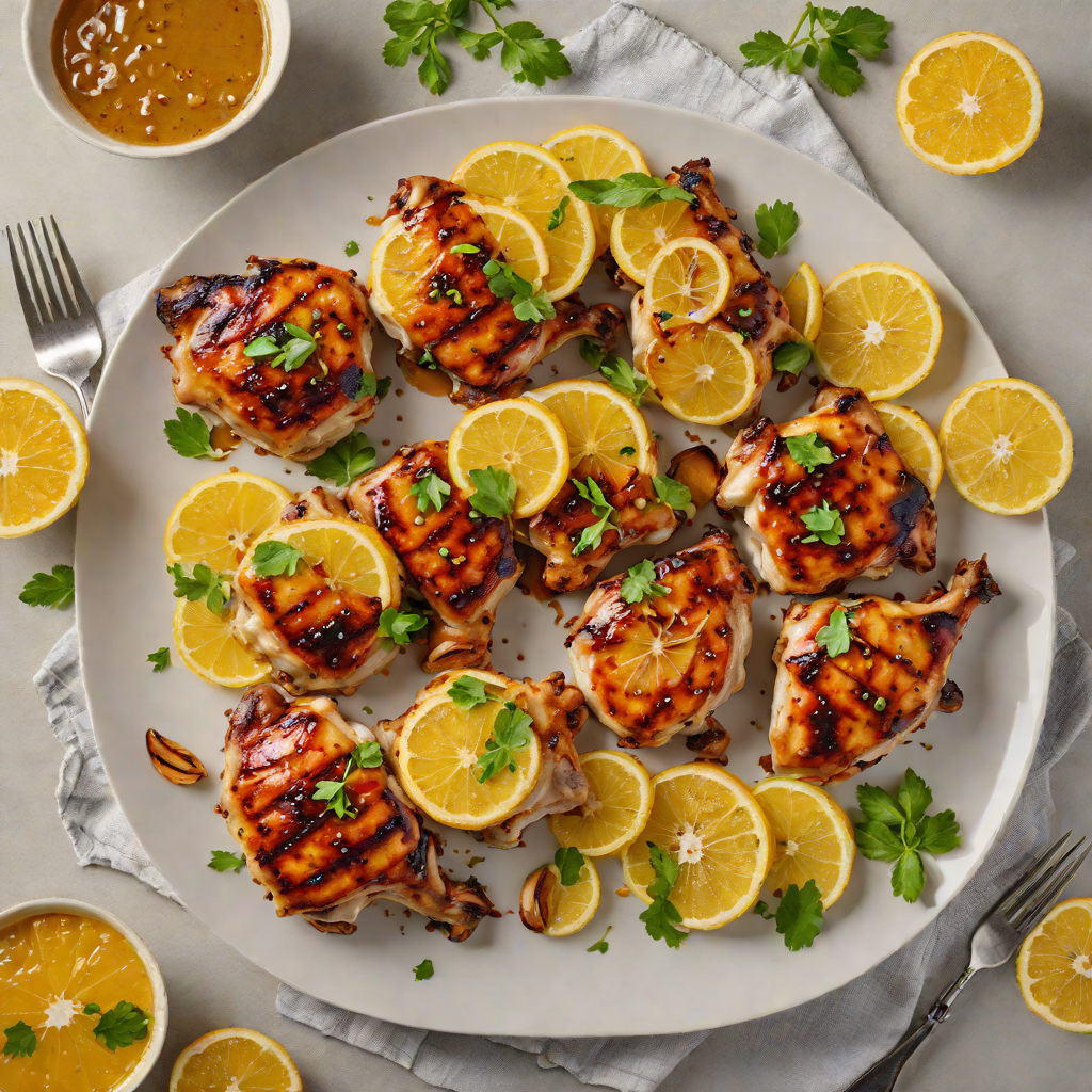 Grilled Citrus-Honey Chicken Thighs with Roasted Garlic