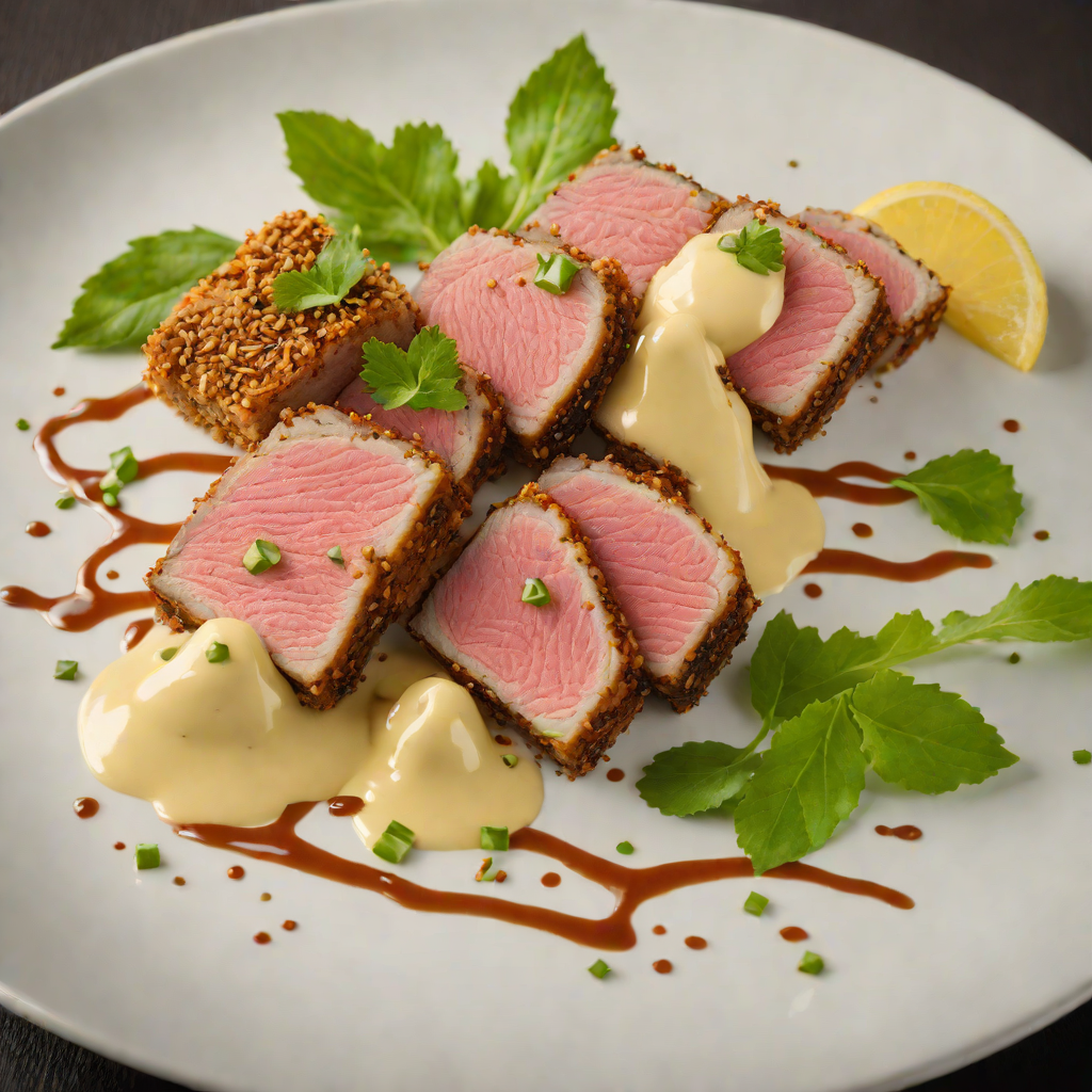Seared Sesame-Crusted Tuna with Wasabi Aioli