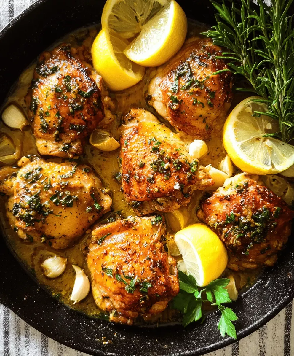 Baked Lemon-Garlic Chicken Thighs with Herb Pan Sauce