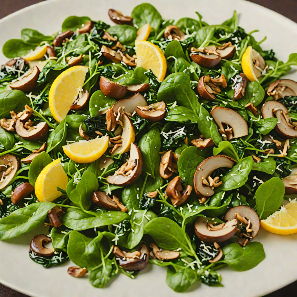 Sautéed Spinach and Mushroom Salad with Lemon Dressing