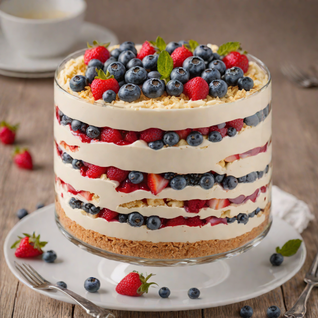 Red, White and Blue Berry Trifle