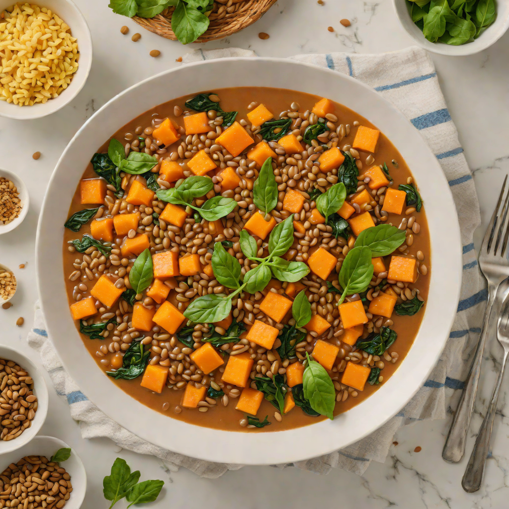 One-Pot Lentil and Sweet Potato Stew with Spinach