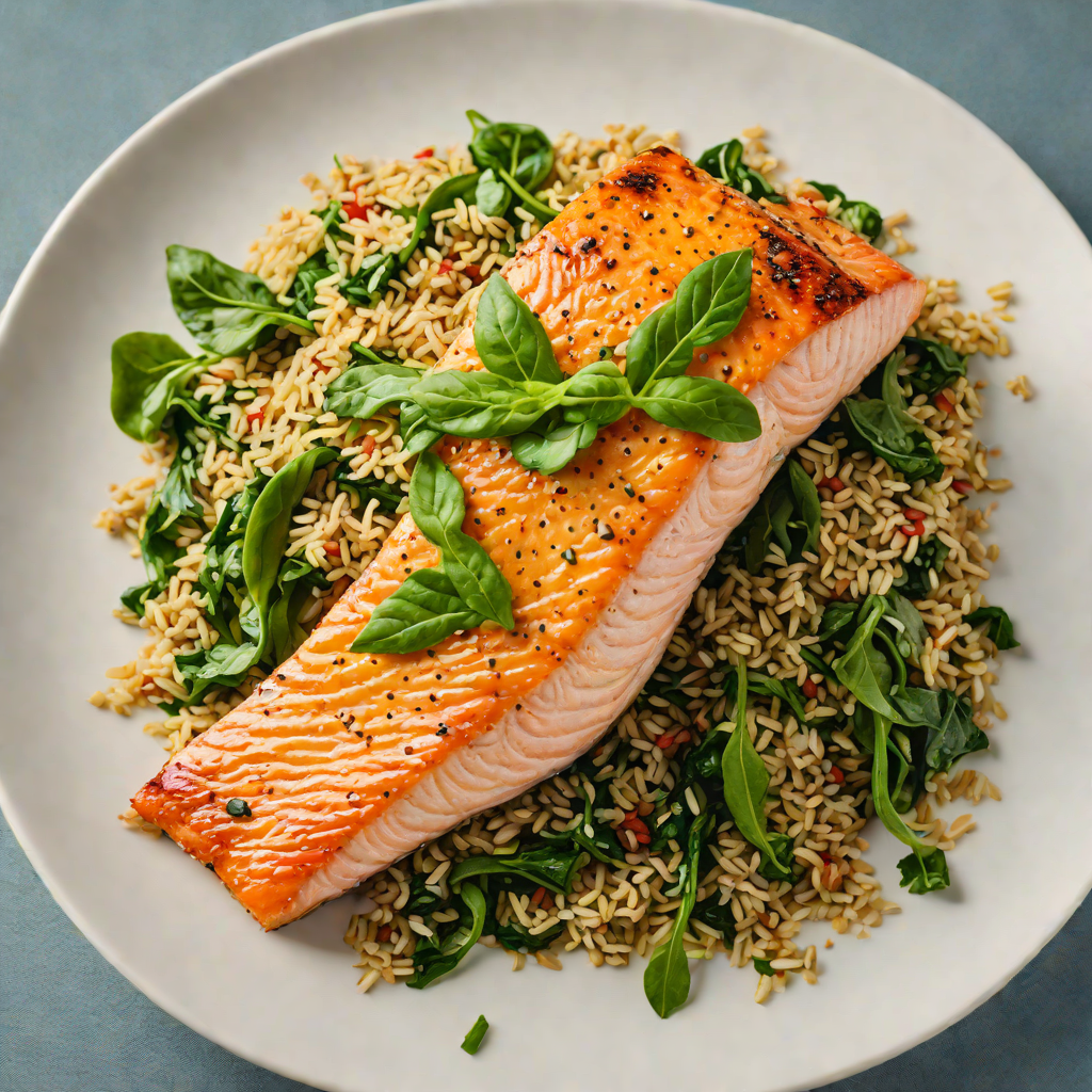 Pan-Seared Salmon with Garlic-Spinach and Quinoa Pilaf