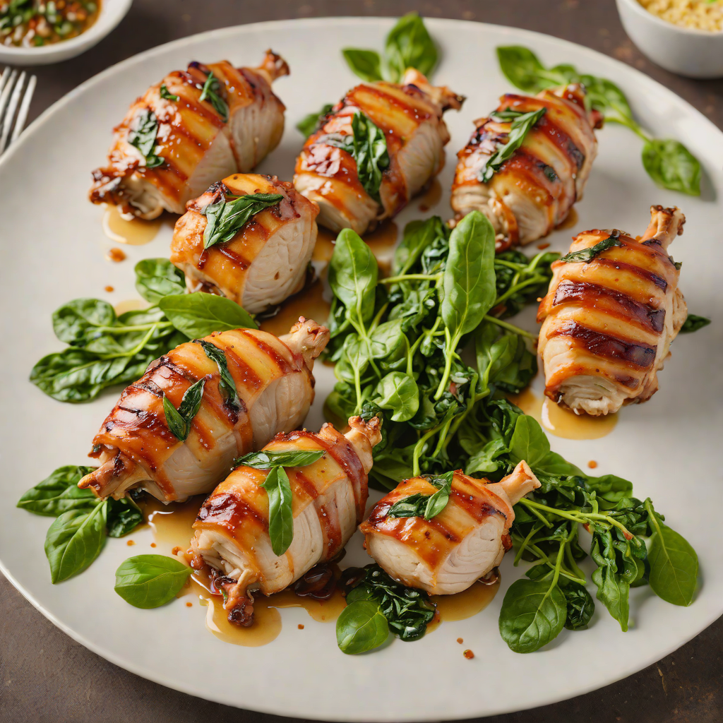 Bacon-Wrapped Chicken Thighs with Garlic Spinach