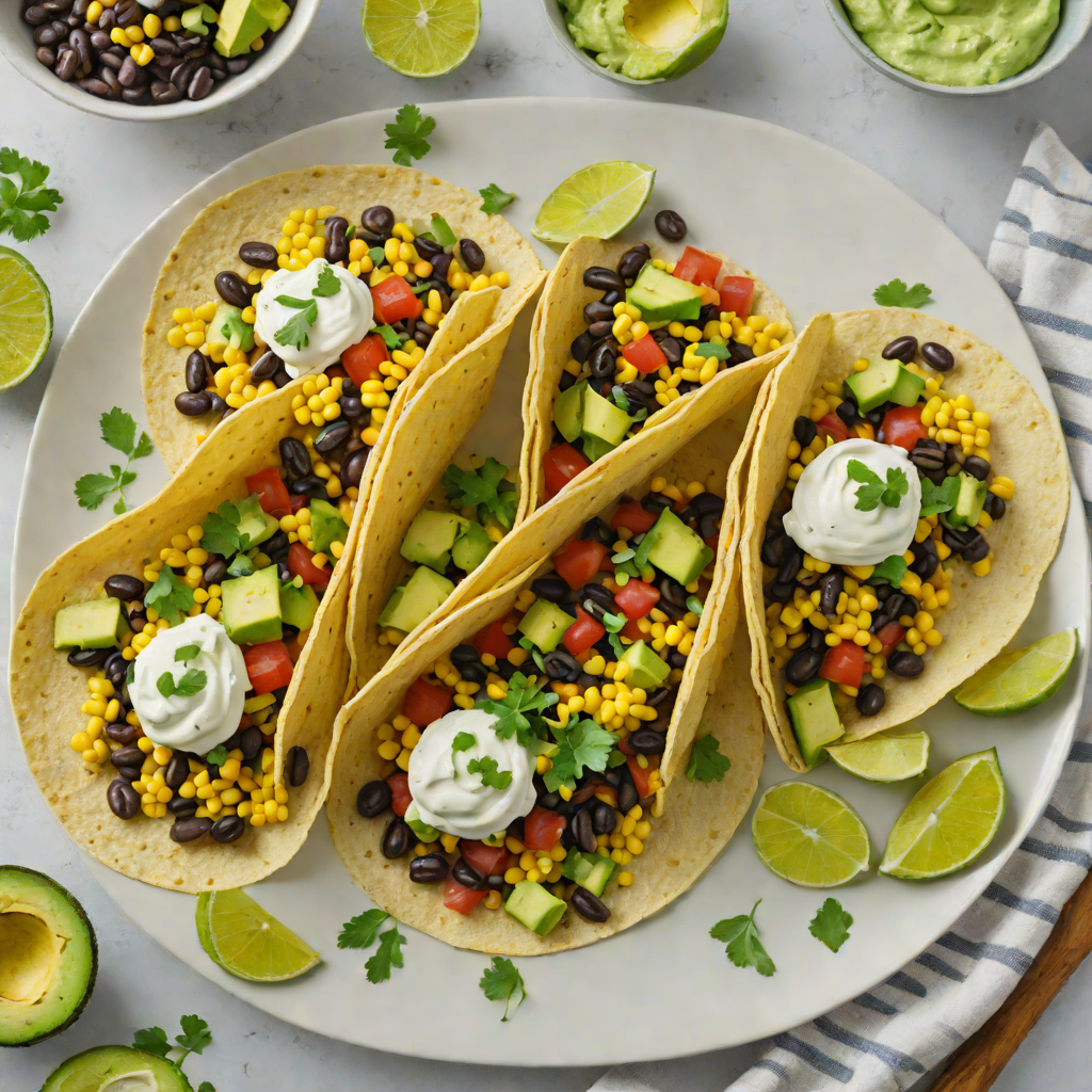Black Bean and Corn Tacos with Avocado Crema