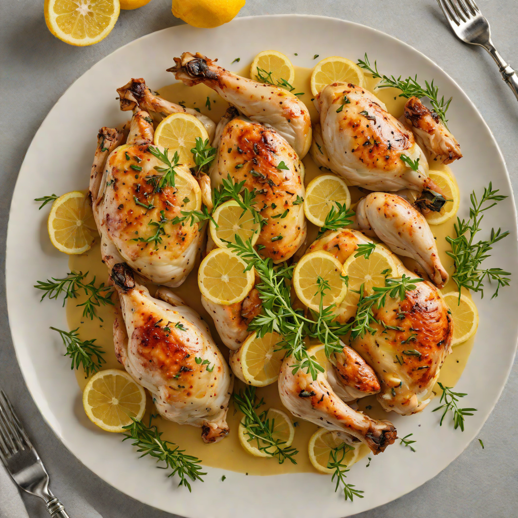 Lemon-Thyme Roasted Chicken with Garlic Butter Sauce