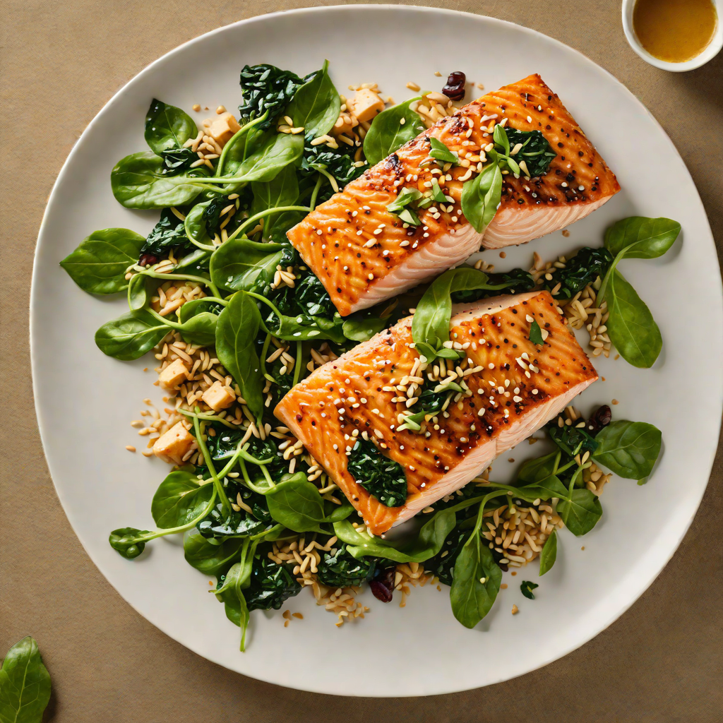 Grilled Miso-Marinated Salmon with Sesame Spinach