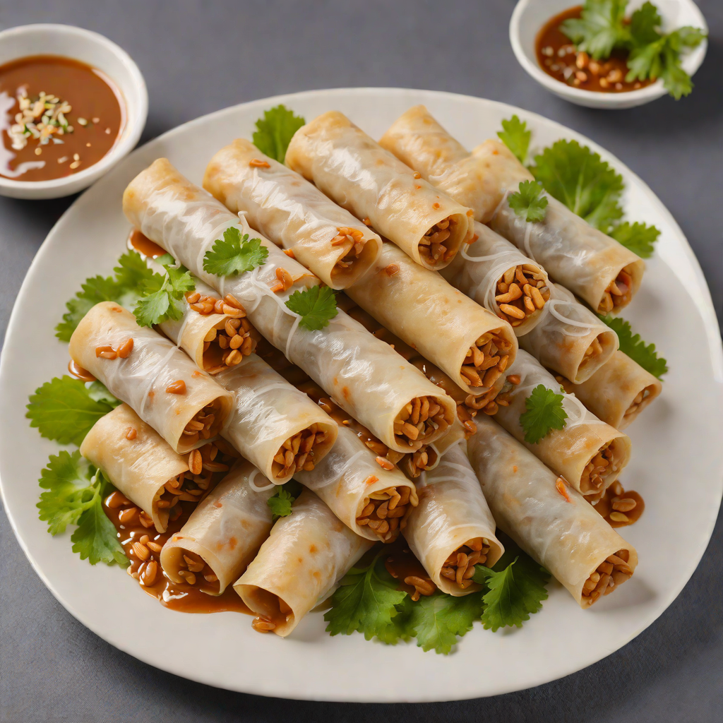 Steamed Lumpiang Gulay with Peanut Garlic Sauce