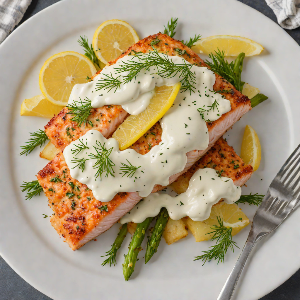 Baked Parmesan-Crusted Salmon with Lemon-Dill Yogurt Sauce