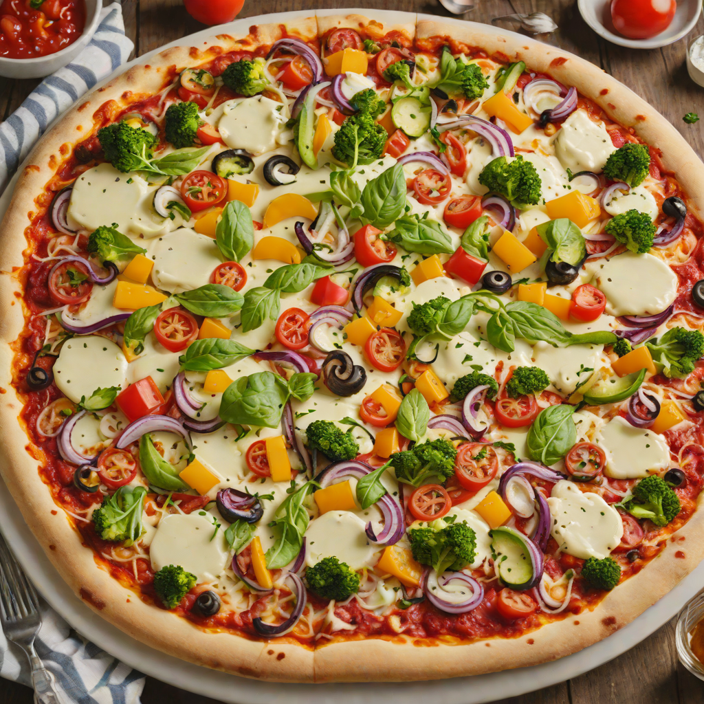 Hand-Stretched Pizza al Taglio with Mixed Vegetables and Mozzarella