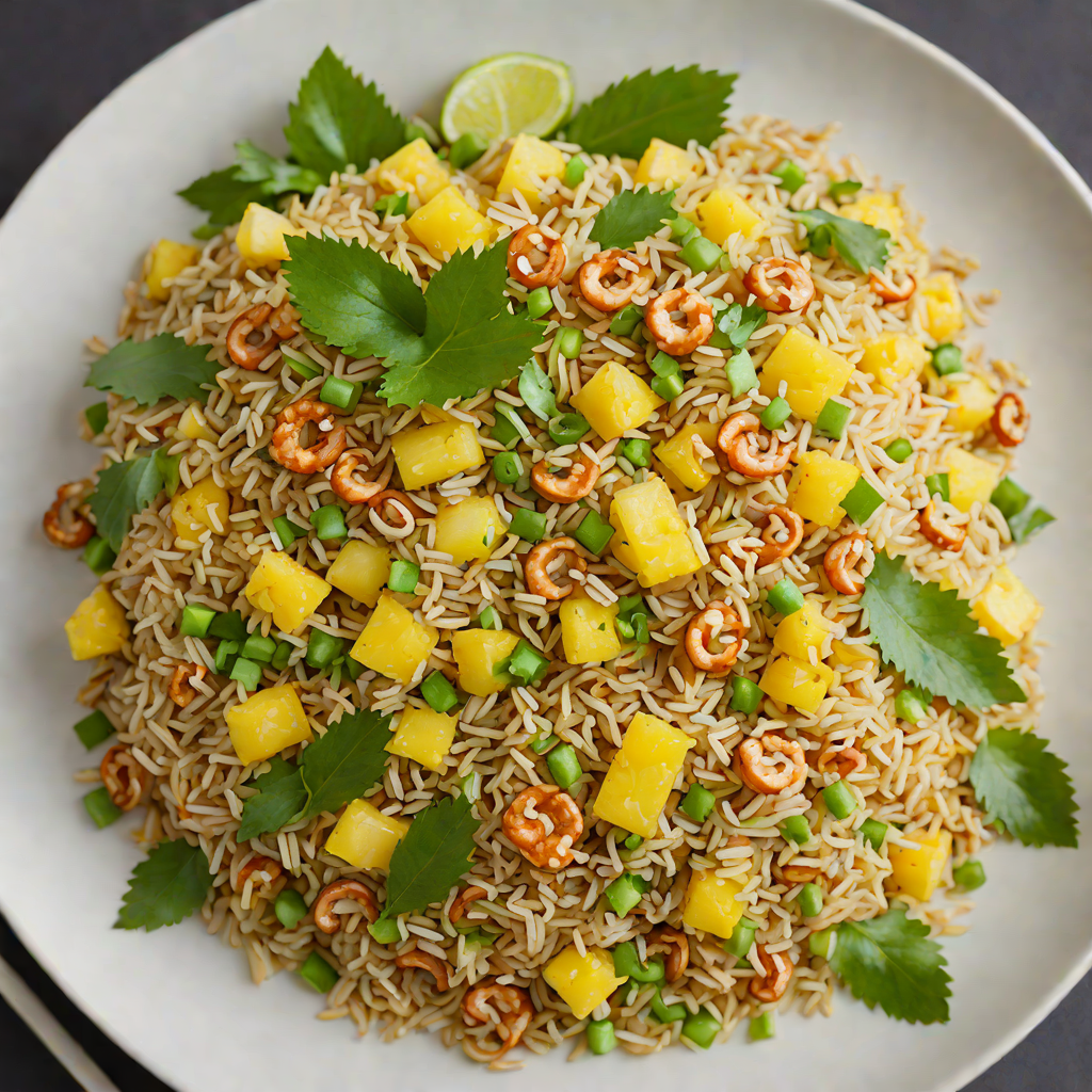 Tropical Pineapple Fried Rice with Cashews and Scallions