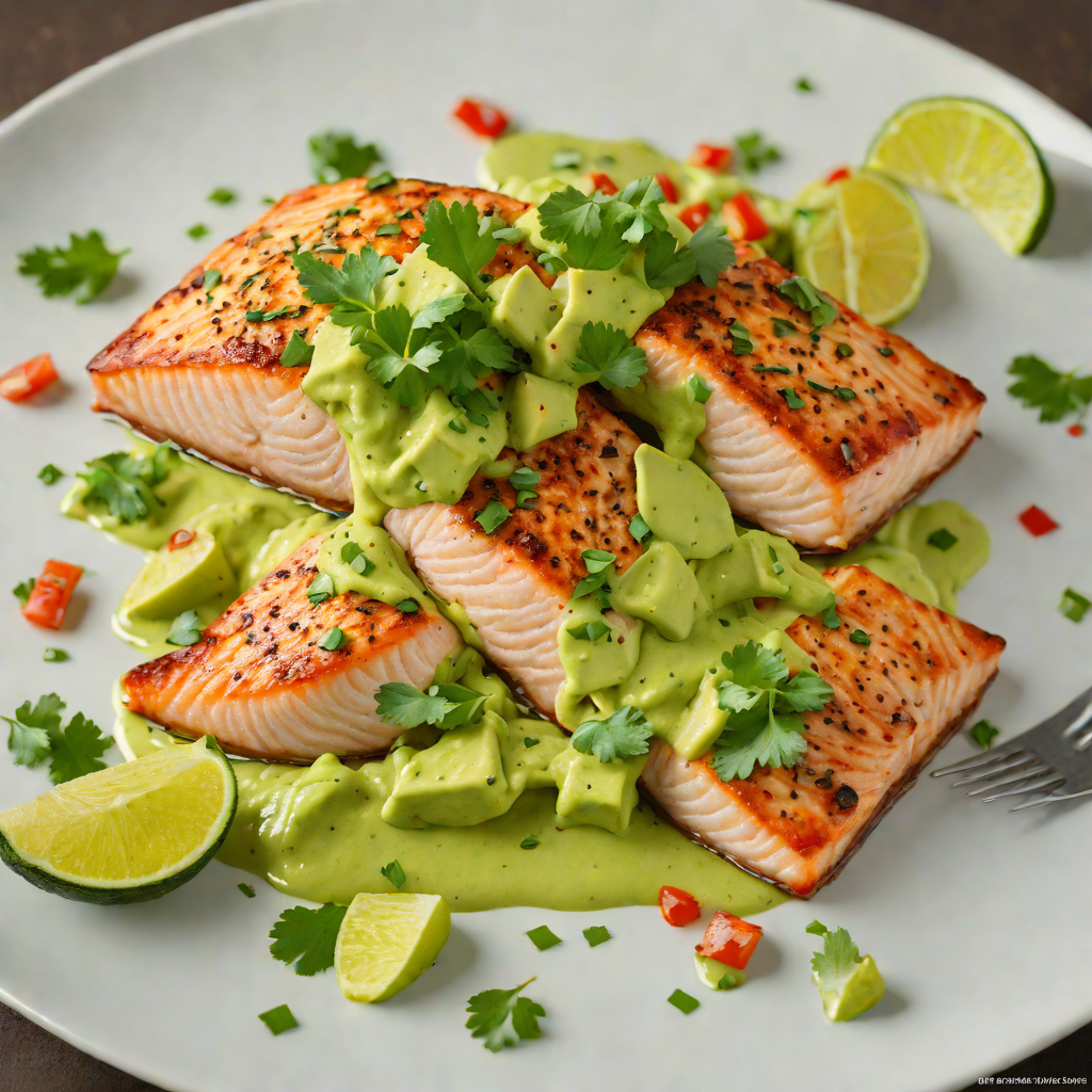 Pan-Roasted Salmon with Avocado-Cilantro Sauce