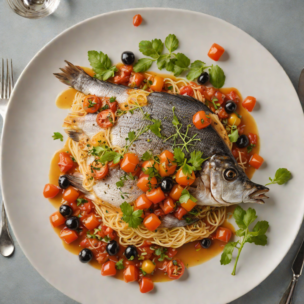 Pan-Seared Sea Bream with Tomato and Olive Mediterranean Sauce
