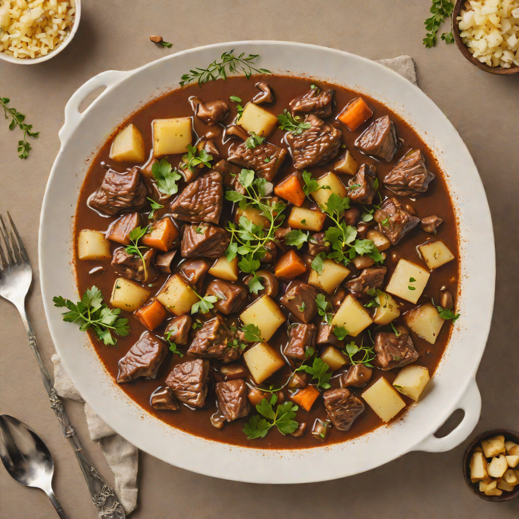 Slow-Cooked Beef Stew with Mushrooms and Turnips