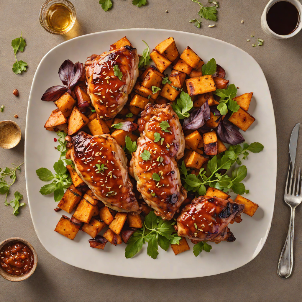 Honey-Chili Glazed Chicken with Roasted Sweet Potatoes