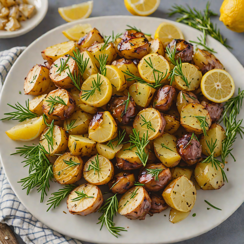 Lemon-Rosemary Roasted Potatoes with Garlic Butter Drizzle