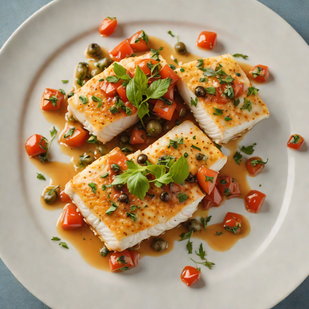 Pan-Seared Cod with Tomato-Caper Greek Sauce