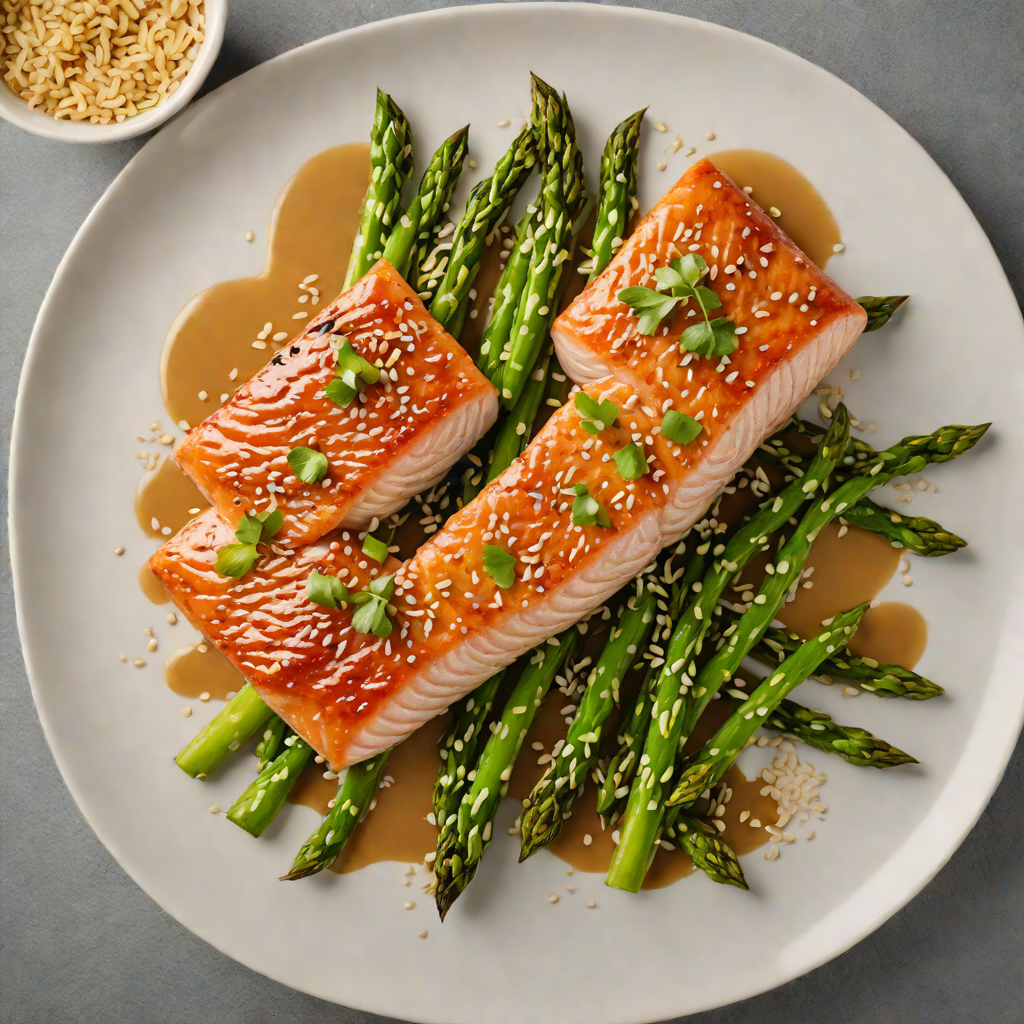 Seared Soy-Ginger Glazed Salmon with Sesame Asparagus