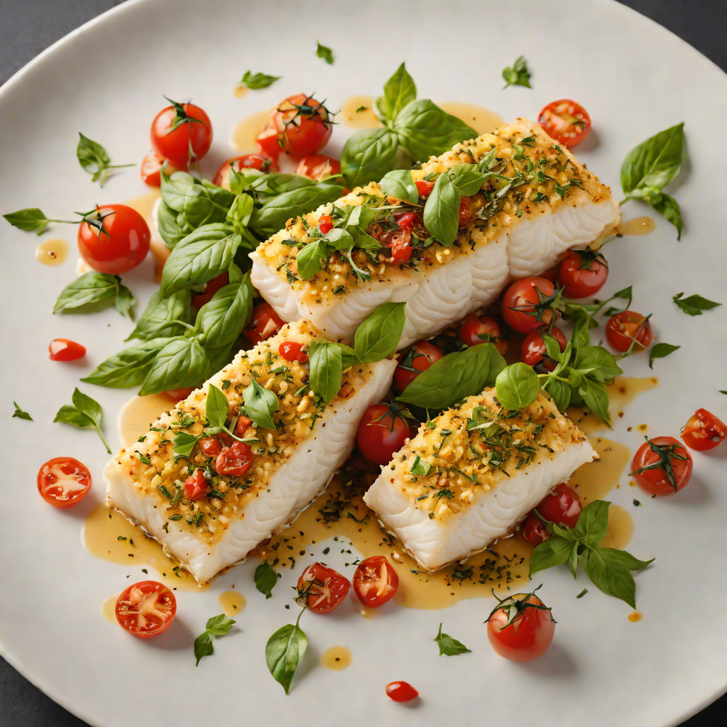 Baked Herb-Crusted Cod with Roasted Tomato and Basil