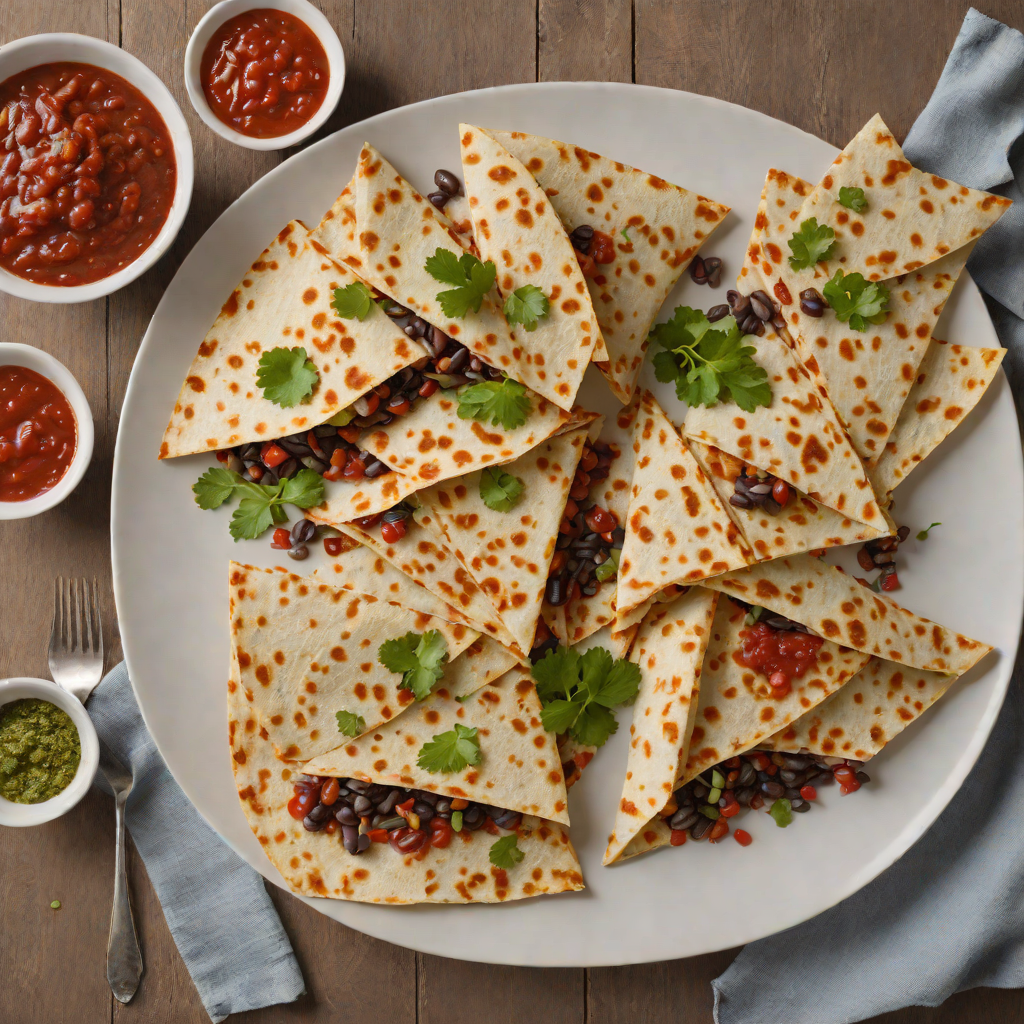 Blue Corn and White Cheddar Quesadilla with Salsa Roja