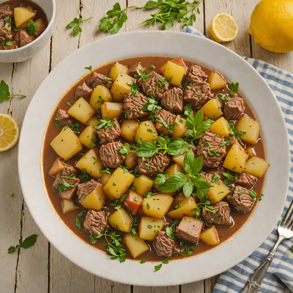 Slow-Simmered Lemon and Oregano Lamb Stew with Potatoes