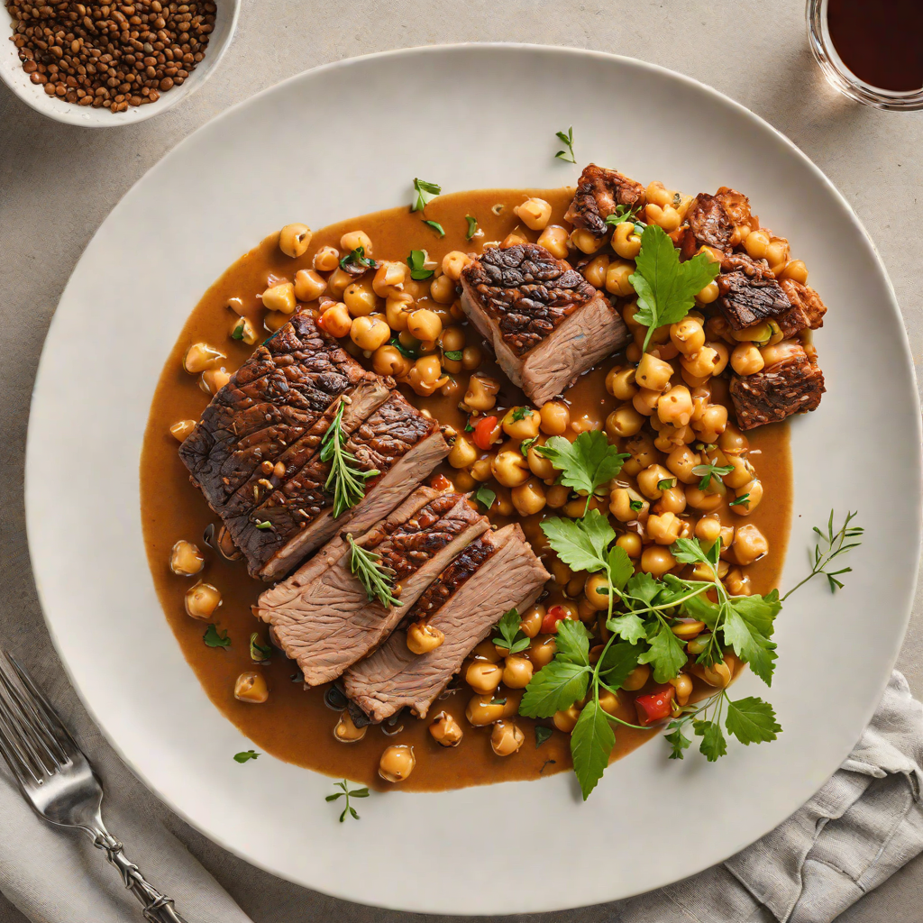 Espresso-Rubbed Pork Shoulder with Spiced Chickpea Stew