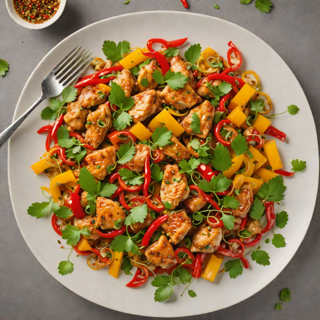 Stir-Fried Lemongrass Chicken with Bell Peppers and Fresh Herbs