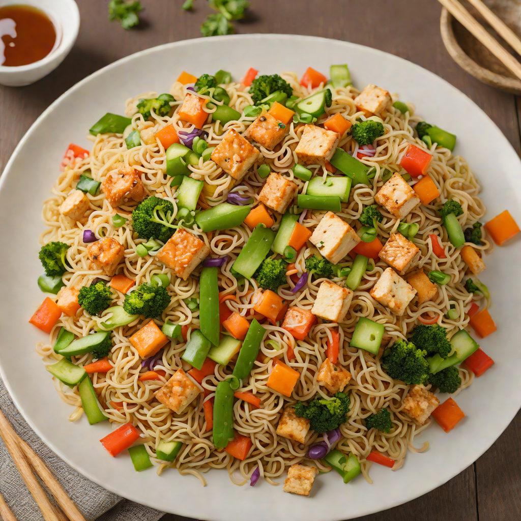 Vegetarian Stir-Fried Rice Noodles with Tofu and Vegetables