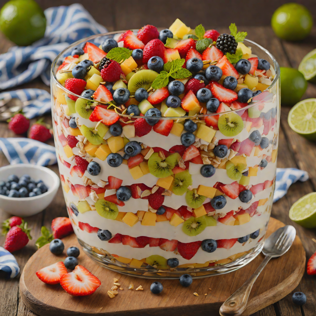 Layered Fruit Salad with Honey Lime Dressing