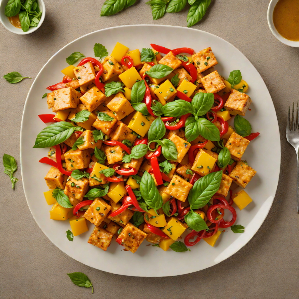 Stir-Fried Vietnamese Curry Tofu with Bell Peppers and Basil