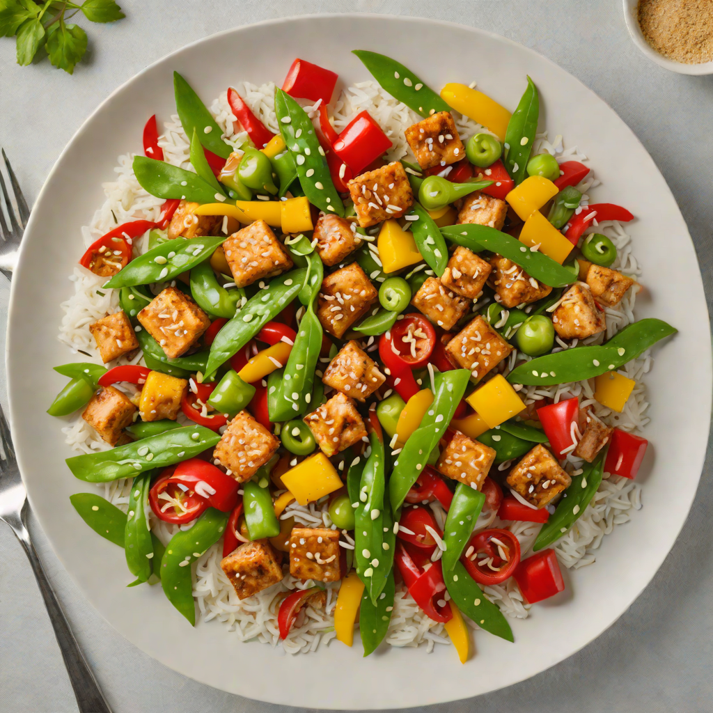 Ginger-Soy Tofu Stir Fry with Snow Peas and Bell Peppers