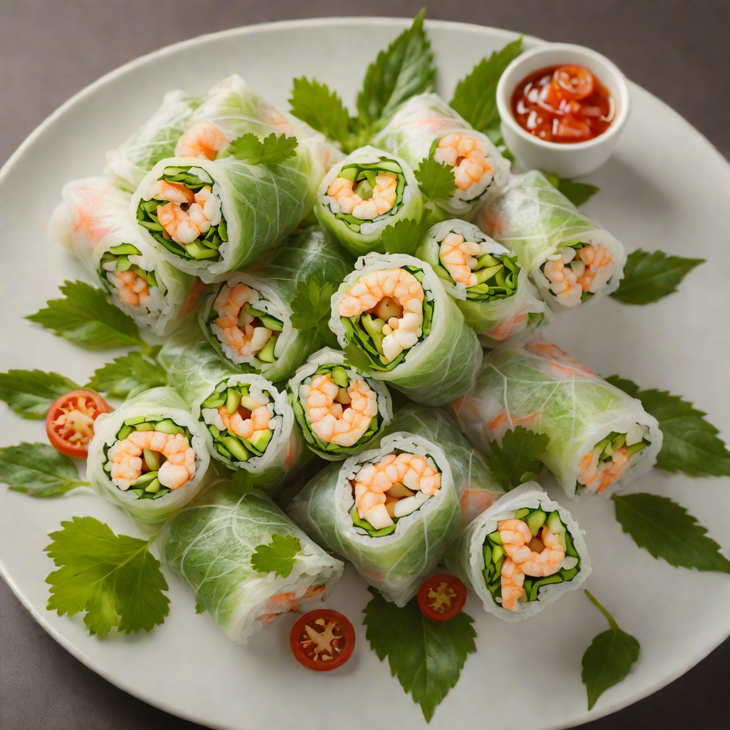 Fresh Summer Roll with Shrimp and Herbs