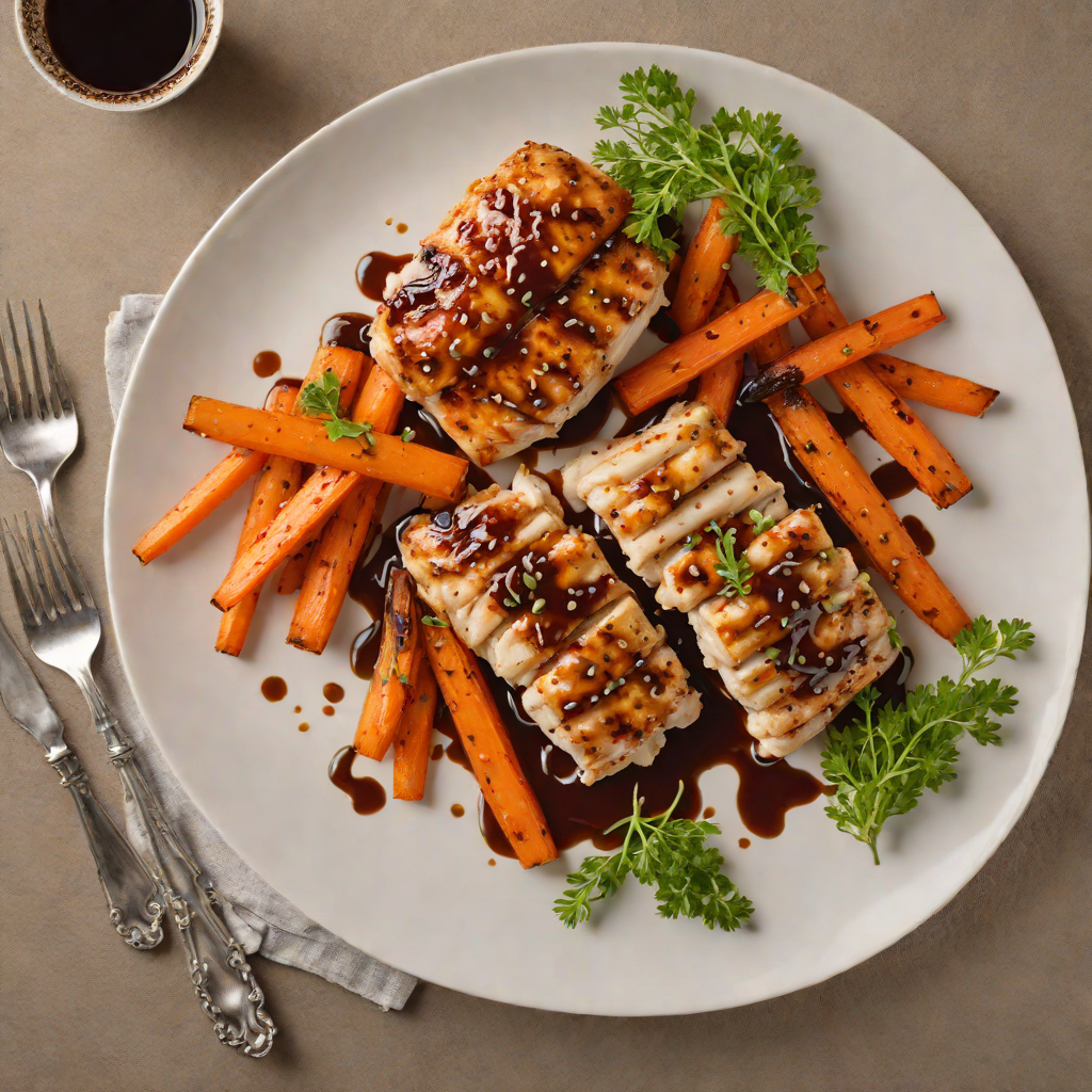 Pan-Seared Chicken with Honey Balsamic Glaze and Roasted Carrots