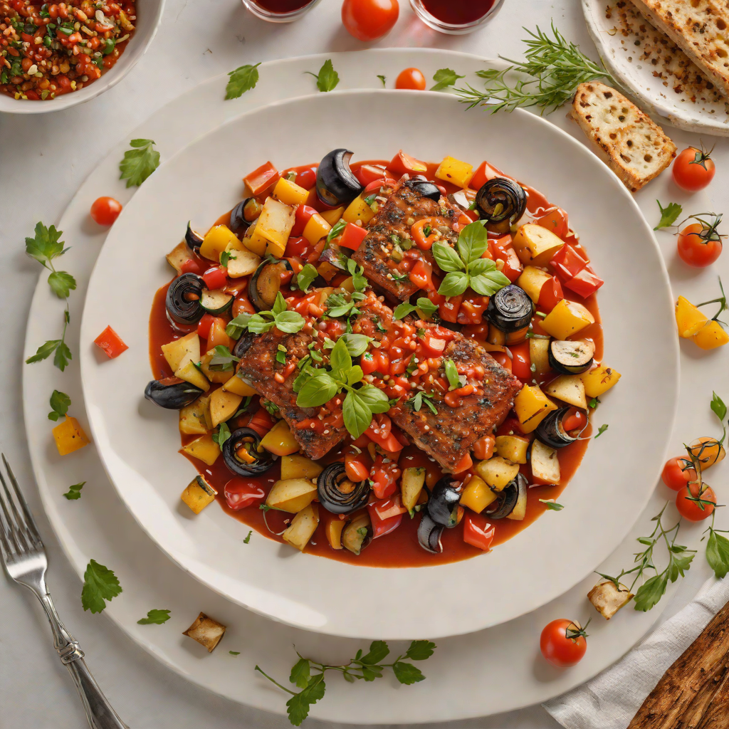 Oven-Baked Ratatouille with Roasted Vegetables and Tomato Sauce