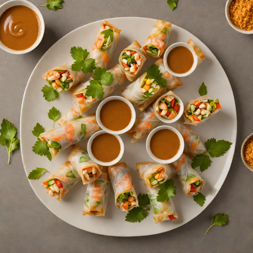 Shrimp and Mango Spring Rolls with Spicy Peanut Sauce
