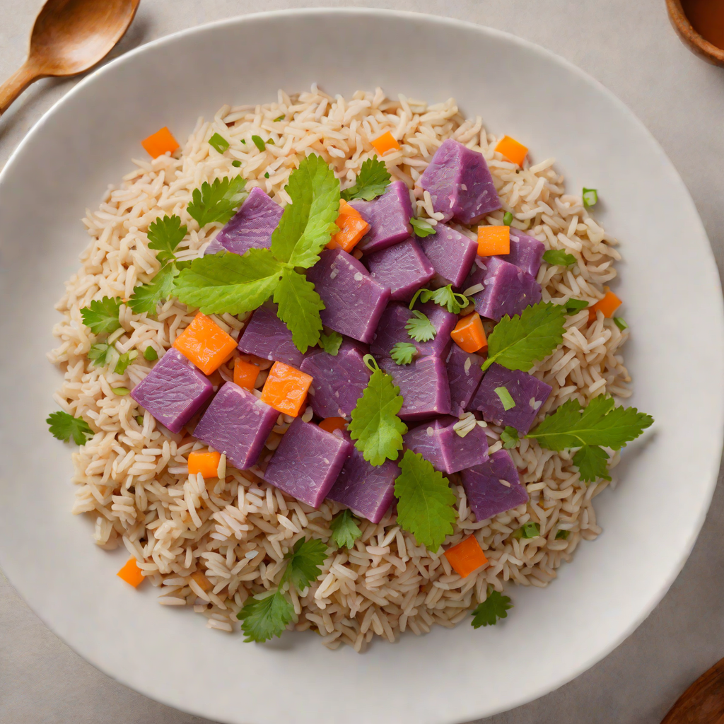 Steamed Purple Yam and Brown Rice Porridge with Okinawan Herbs