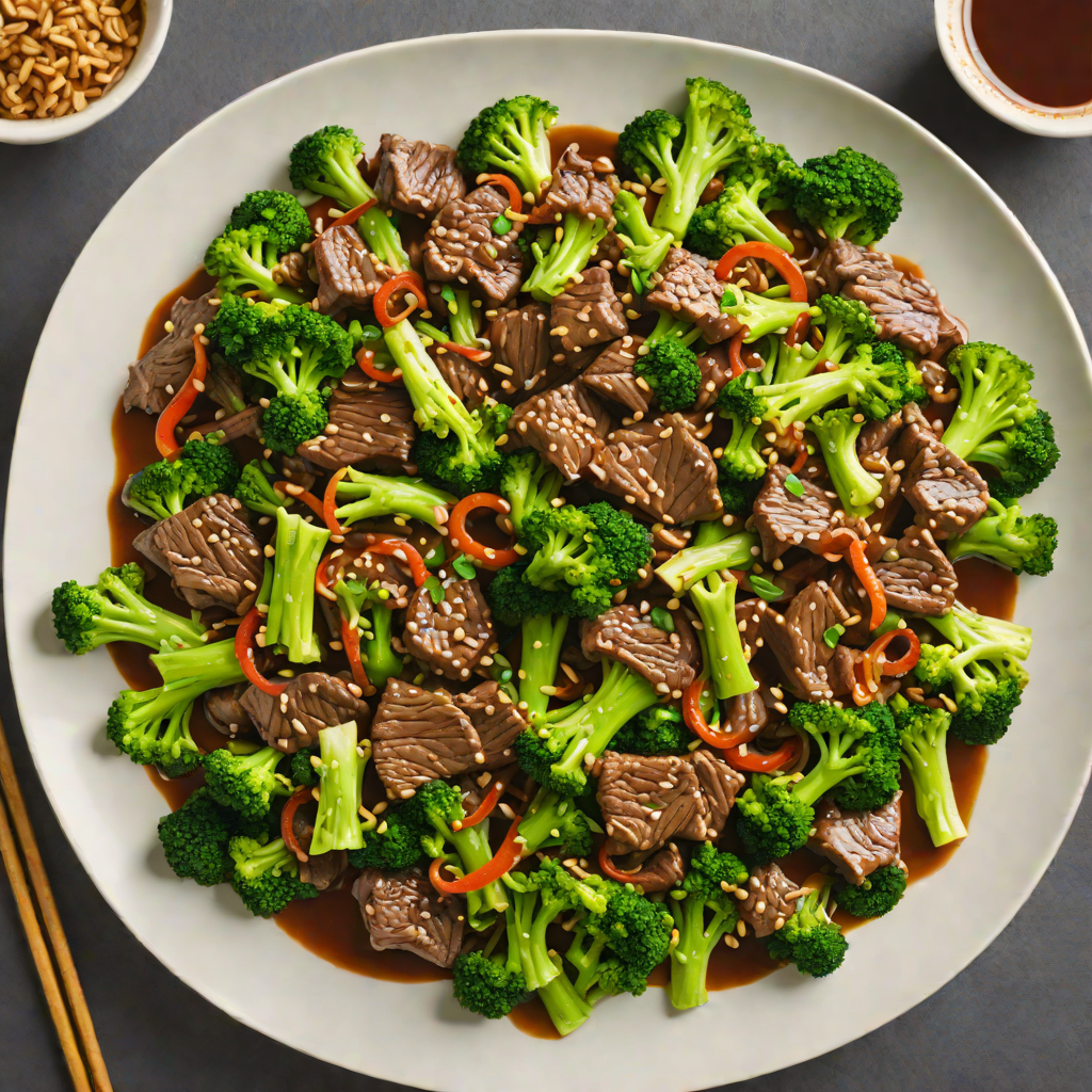 Stir-Fried Beef with Ginger and Broccoli in Black Bean Sauce