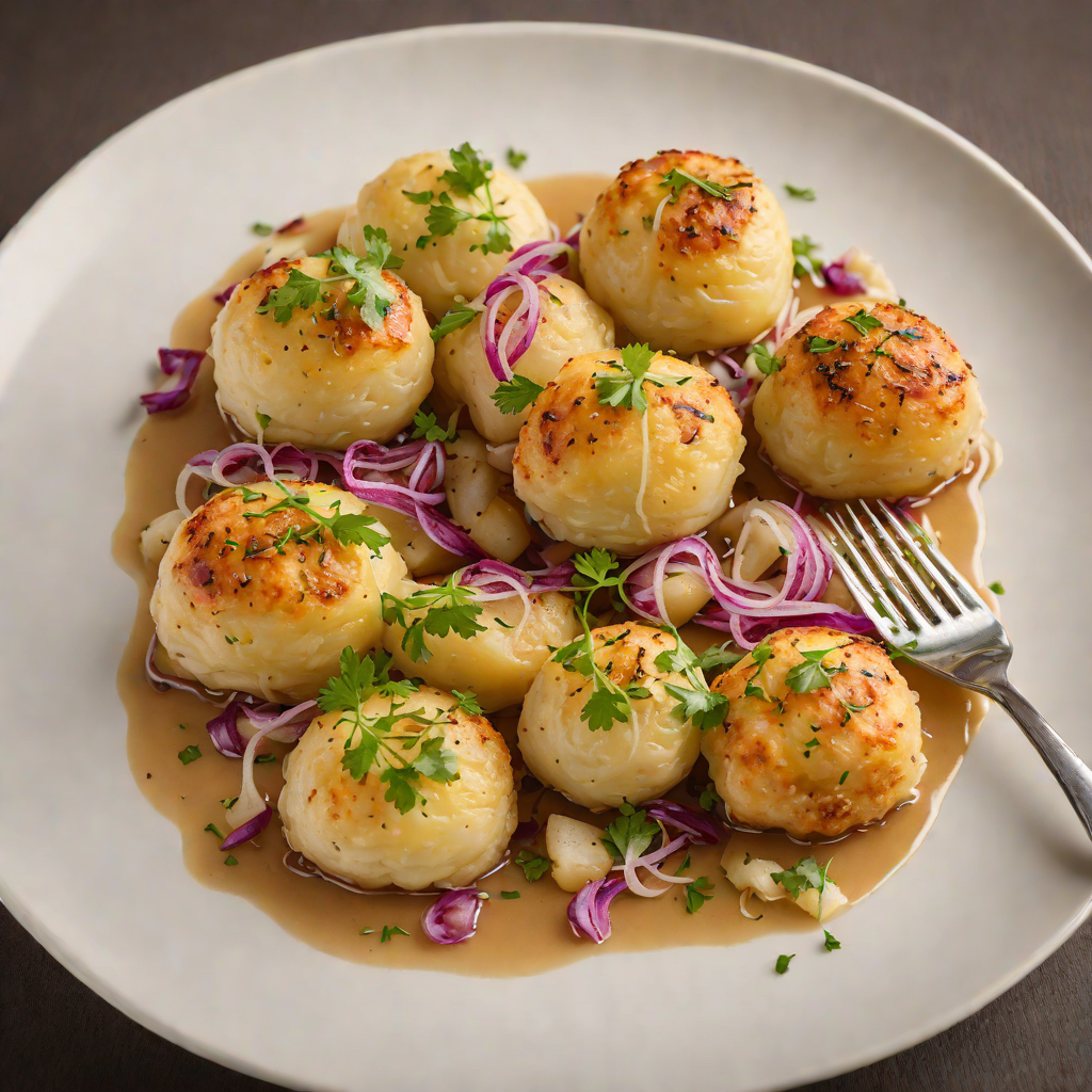 Pan-Fried Potato Dumplings with Sauteed Sauerkraut